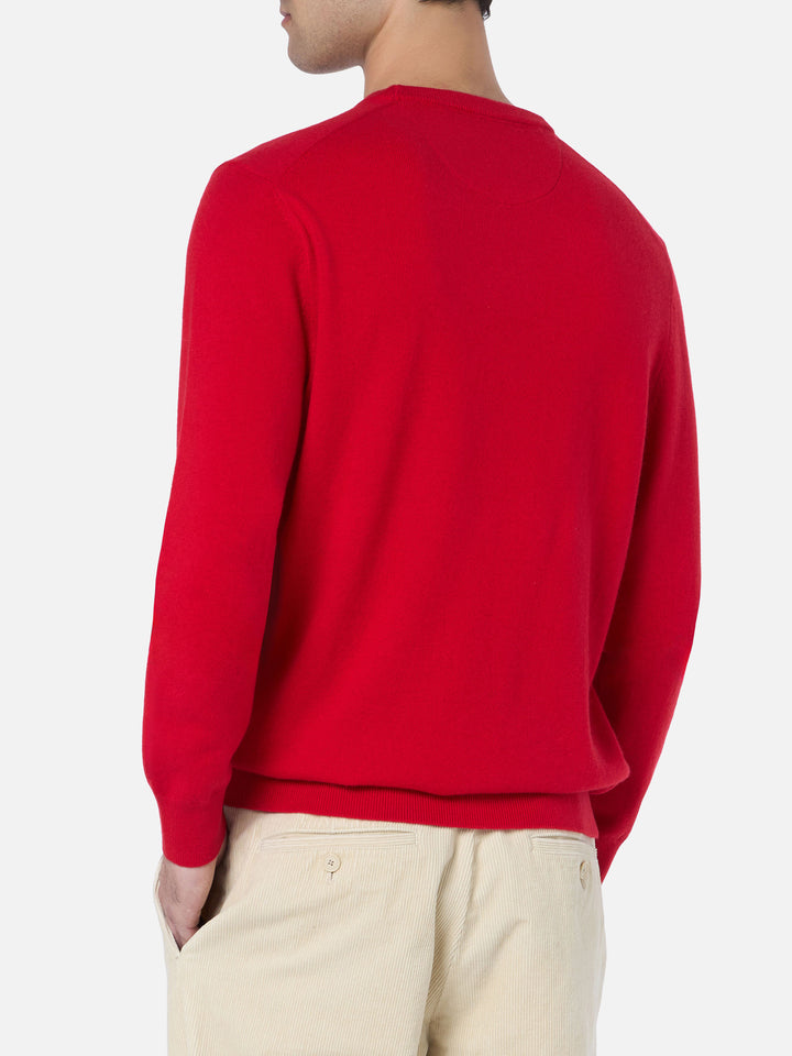 Man red blended cashmere crewneck sweater Regent - MC2 Saint Barth