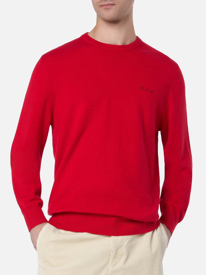 Man red blended cashmere crewneck sweater Regent - MC2 Saint Barth