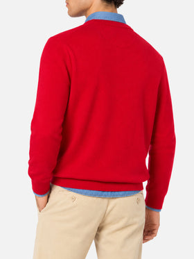 Maglione Regent rosso con profilo tartan