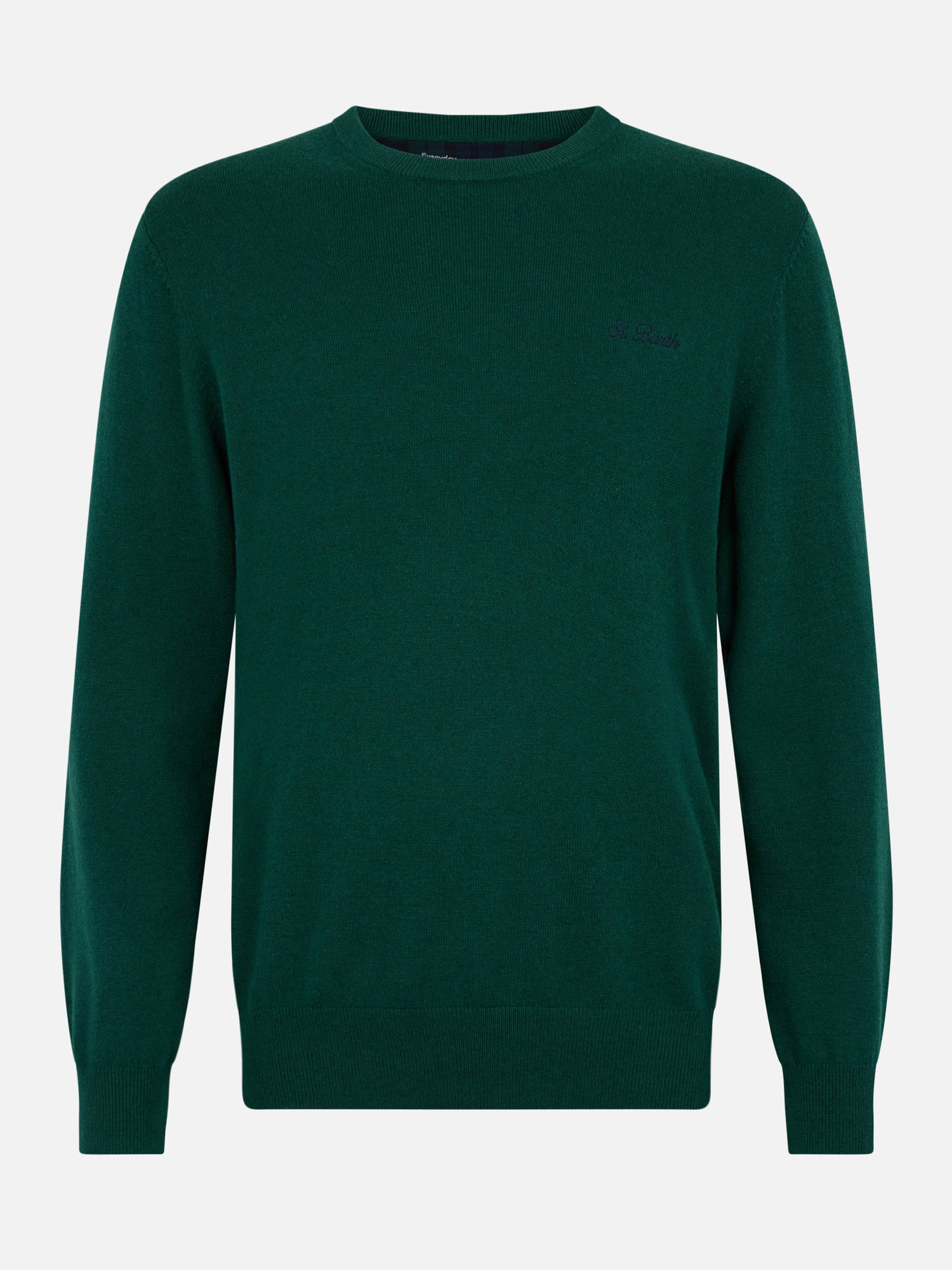 Man British green blended cashmere crewneck sweater Regent - MC2 Saint Barth