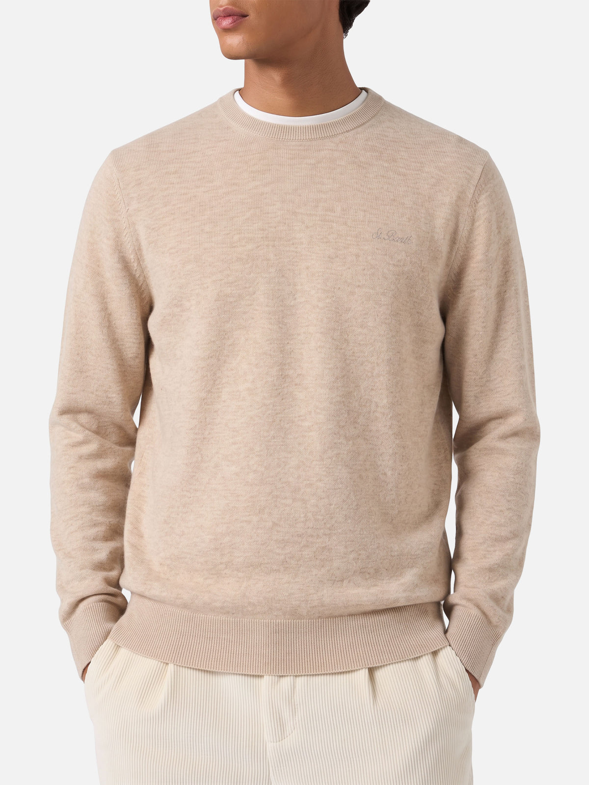 Crewneck-Pullover Regent in Beige aus BLENDED CASHMERE 