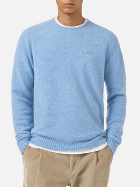 Crewneck sweater Regent in ALPACA STRETCH azzurro