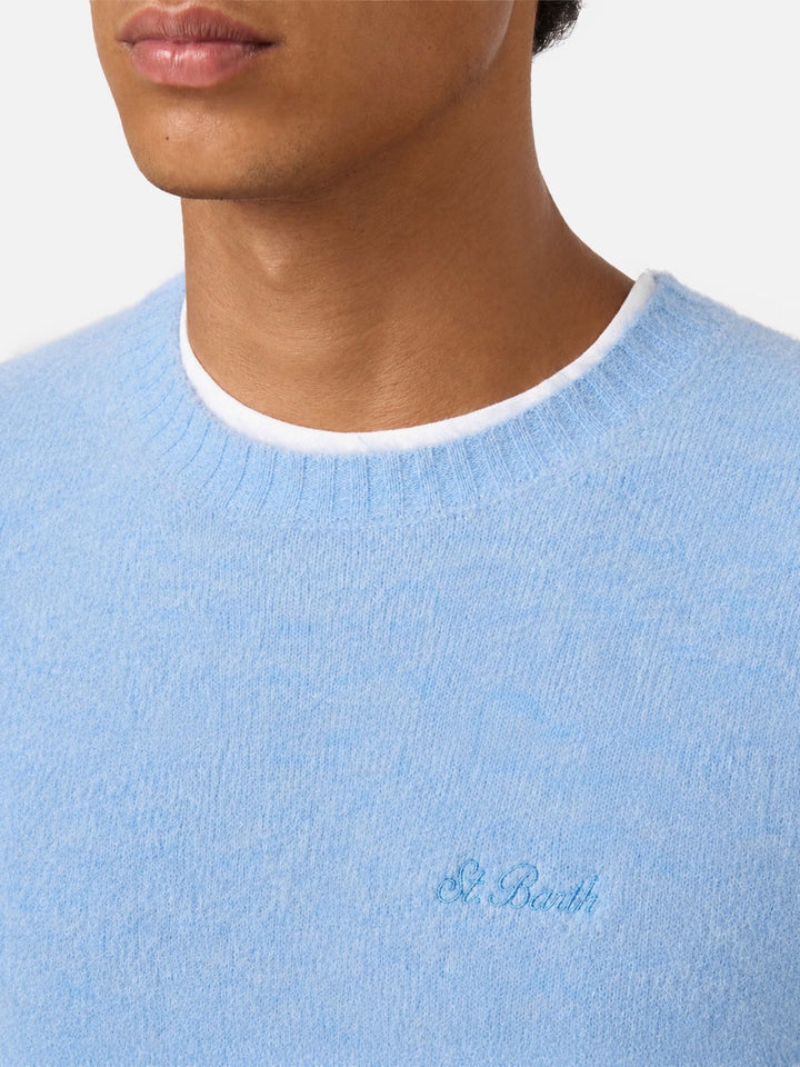 Maglione girocollo Regent in ALPACA STRETCH azzurra