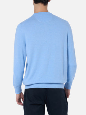 Man light blue blended cashmere crewneck sweater Regent - MC2 Saint Barth