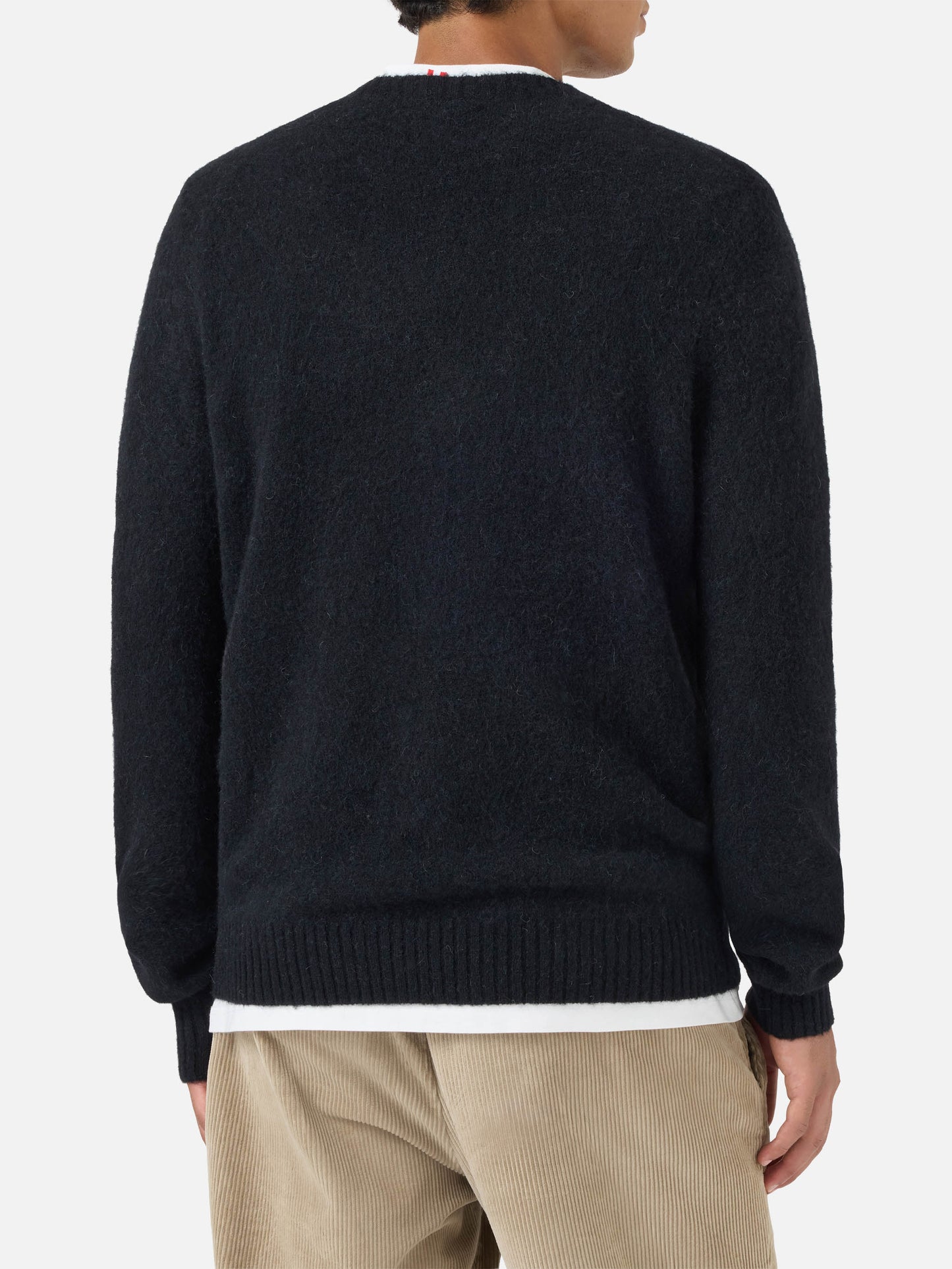 Pull col rond Regent noir en STRETCH ALPACA 