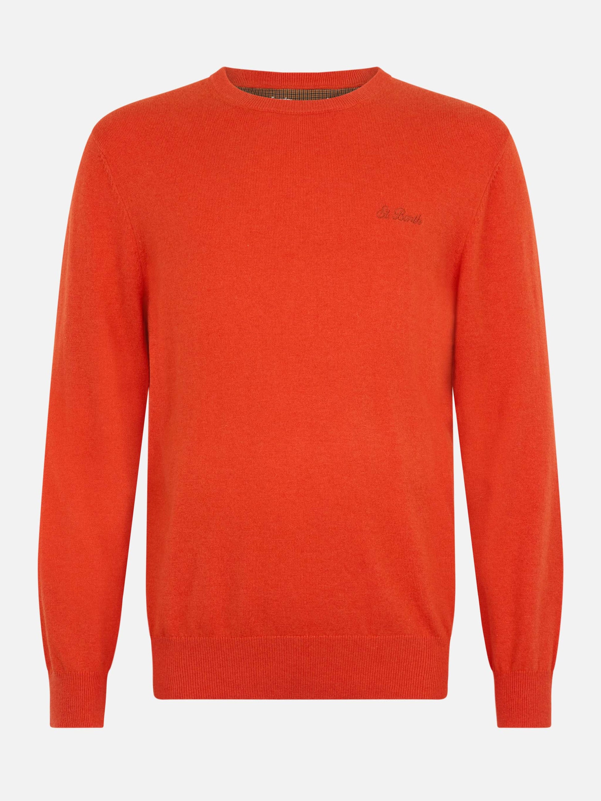 Man orange cashmere blend crewneck sweater Regent - MC2 Saint Barth