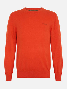 Man orange cashmere blend crewneck sweater Regent - MC2 Saint Barth