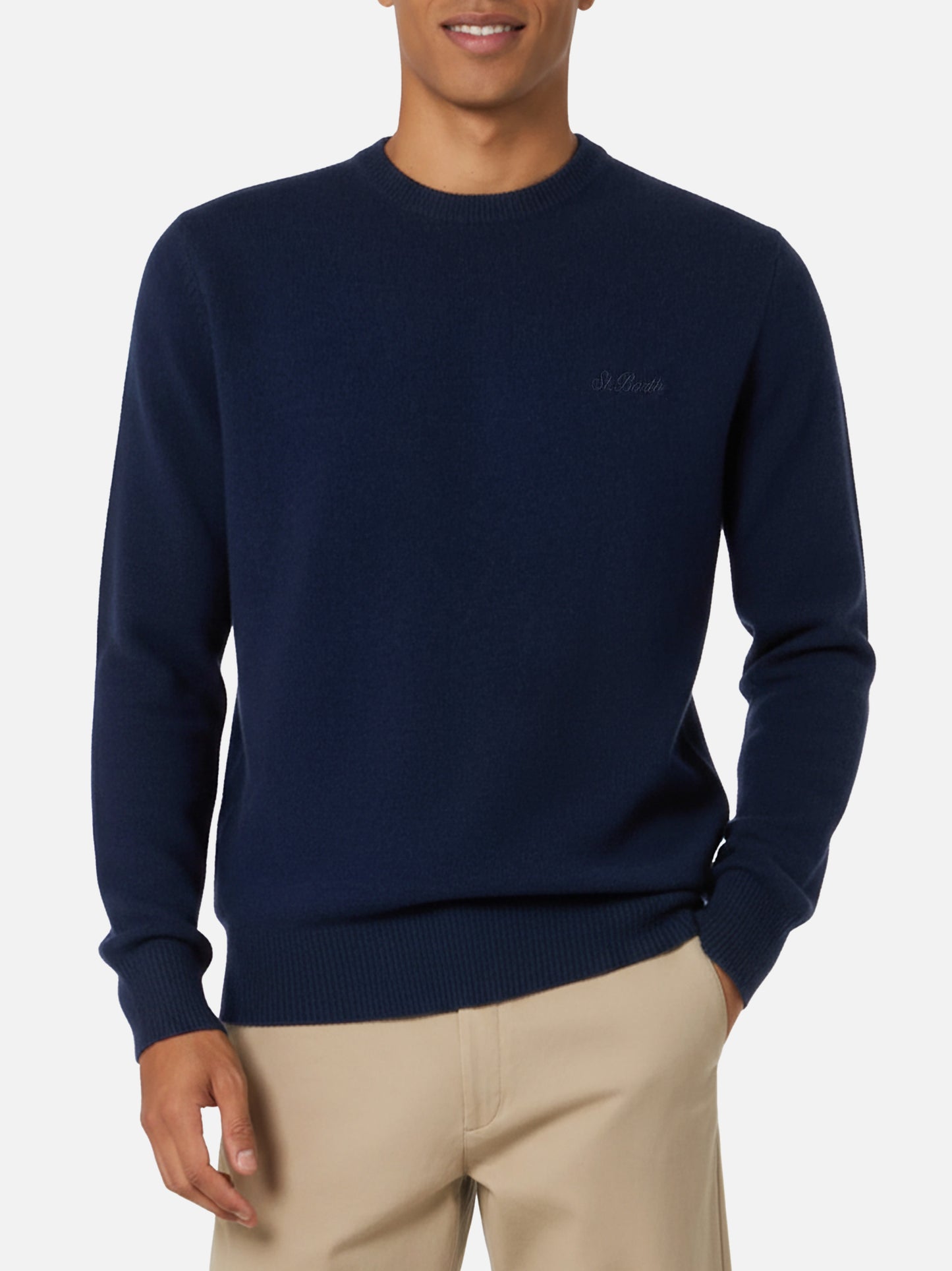 Marineblauer Pullover aus lambswool für Herren von Regent