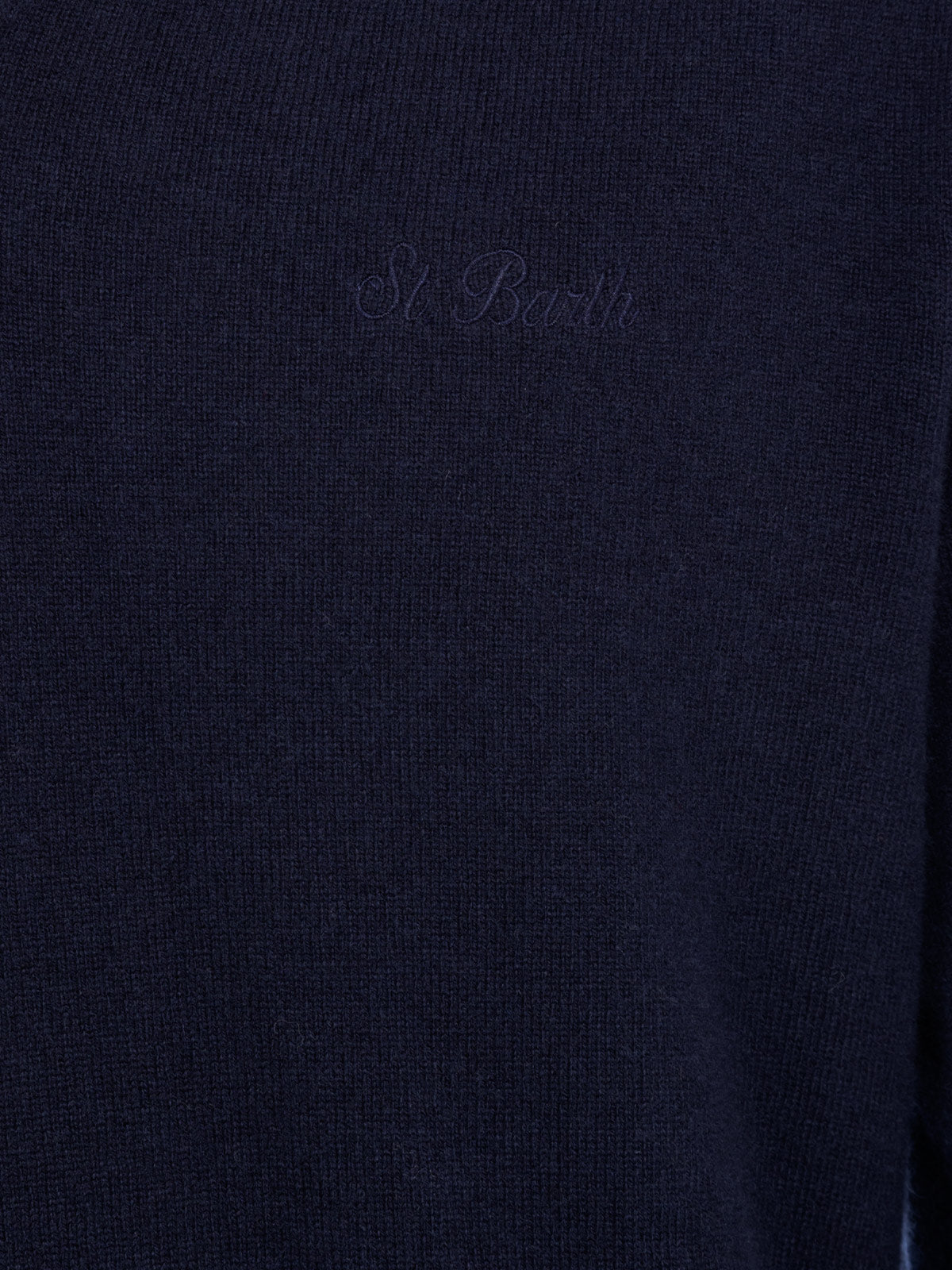 Maglione da uomo blu navy con scollo a V in misto cashmere Regent