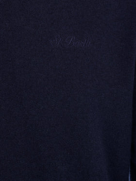 Maglione da uomo blu navy con scollo a V in misto cashmere Regent