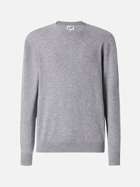 Regent crewneck sweater in 100% melange grey CASHMERE