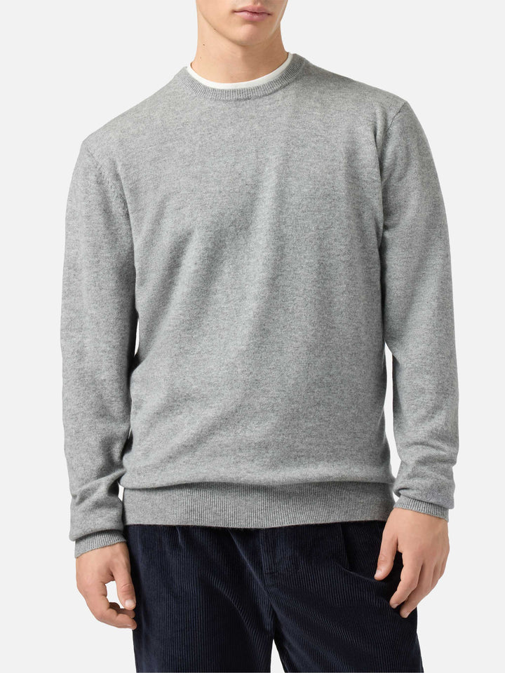 Regent crewneck sweater in 100% melange grey CASHMERE