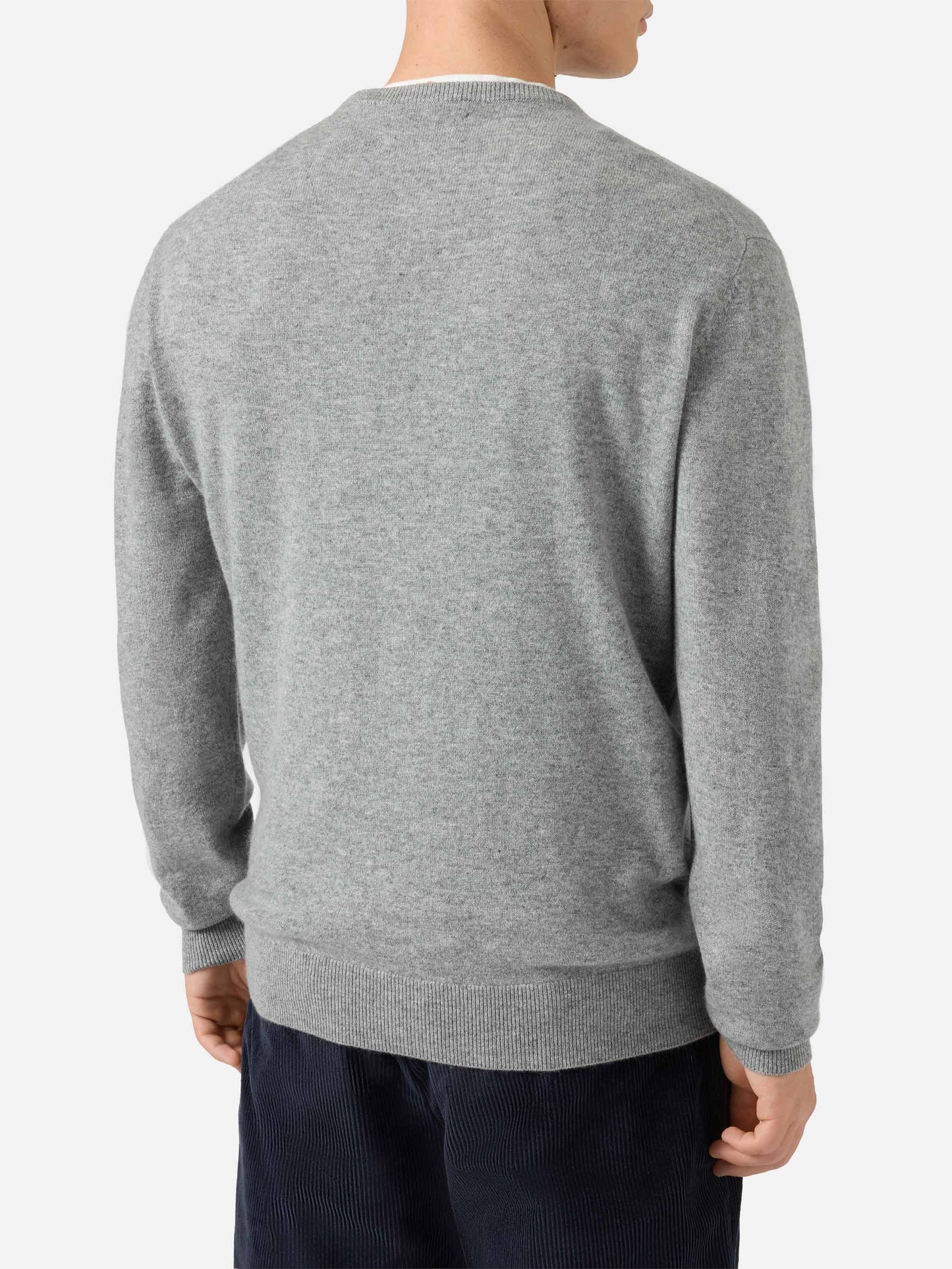 Regent crewneck sweater in 100% melange grey CASHMERE
