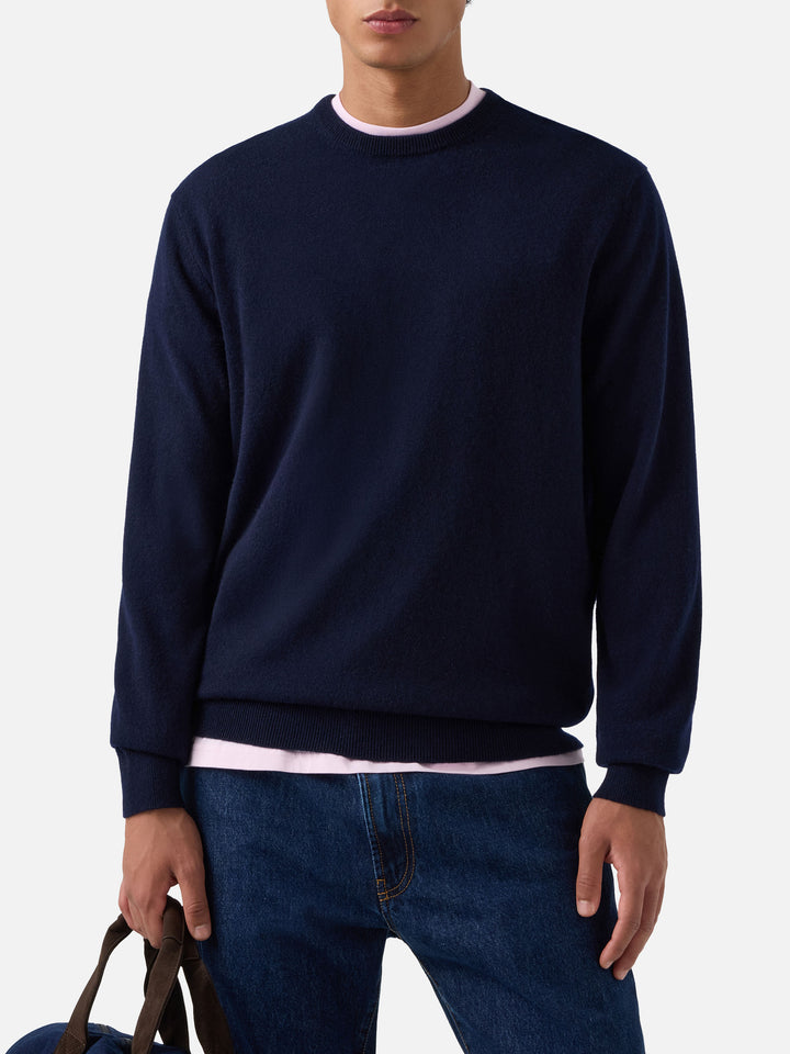 Pull col rond Regent en cachemire navy blue 