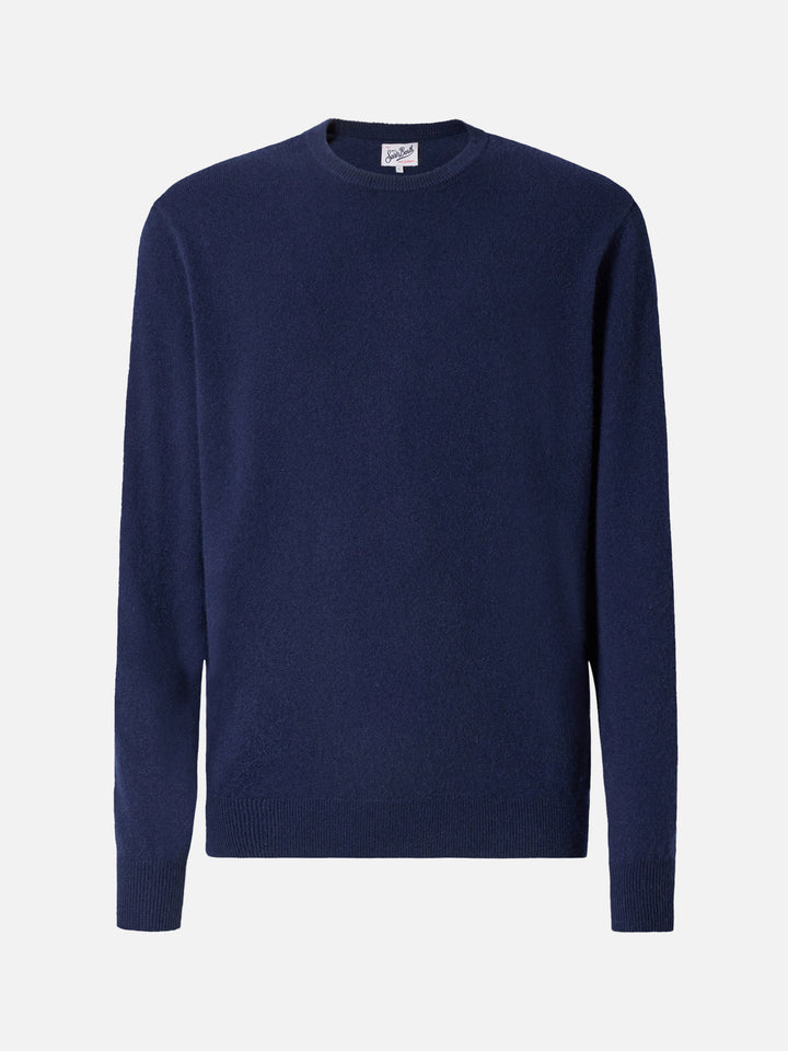 Regent crewneck sweater in 100% navy blue CASHMERE
