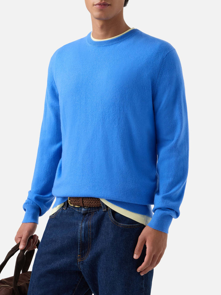 Jersey de cuello redondo Regent en cachemir blue brillante 