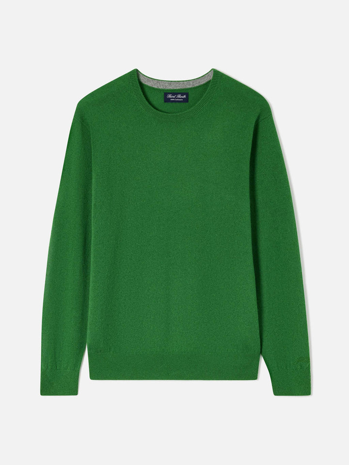 Maglia girocollo Regent verde in cashmere
