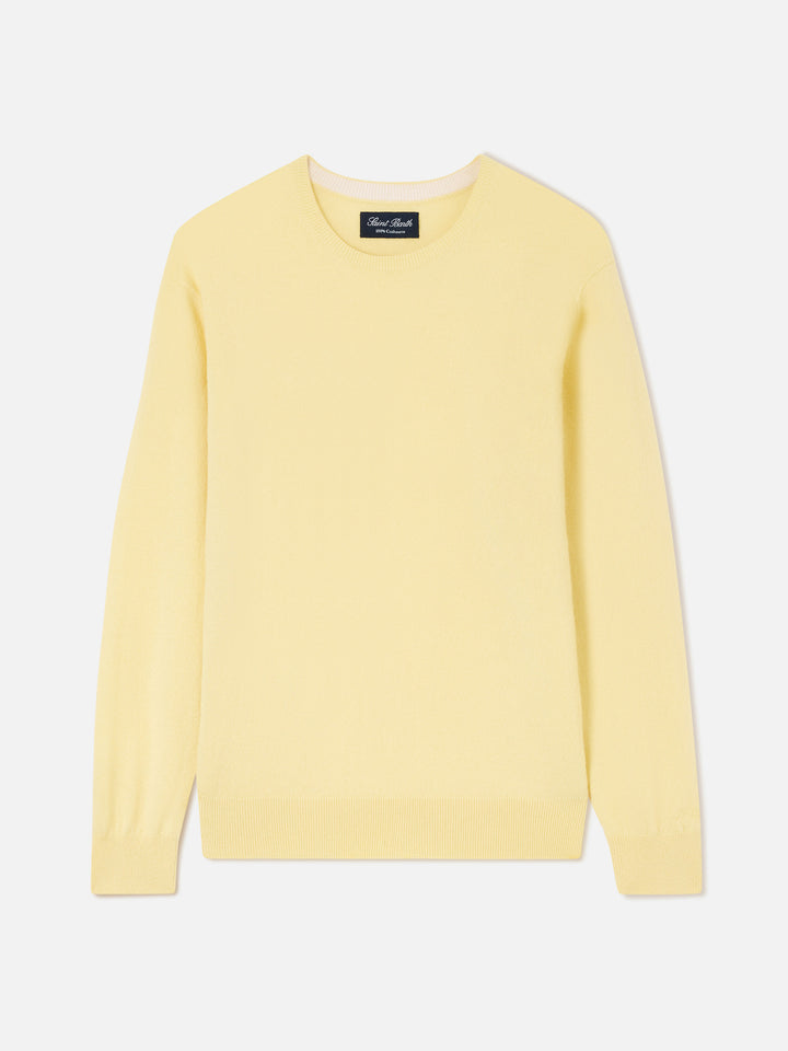 Pull Regent à col rond en cachemire jaune 