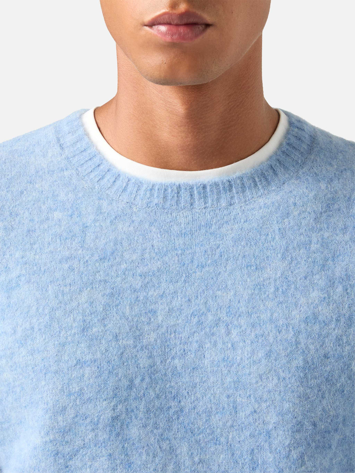 Jersey de cuello redondo Regent en mezcla de alpaca Light blue 