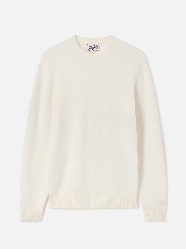 Maglia girocollo Regent bianco panna in misto alpaca