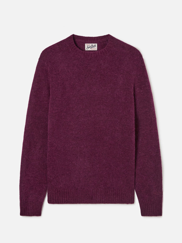 Jersey de cuello redondo Burgundy Regent en mezcla de alpaca 
