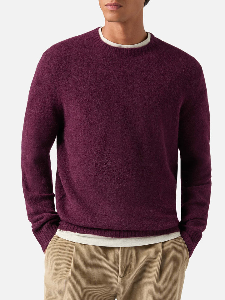 Maglia girocollo Regent bordeaux in misto alpaca