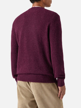 Maglia girocollo Regent bordeaux in misto alpaca