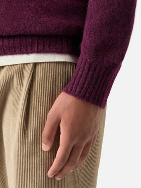 Maglia girocollo Regent bordeaux in misto alpaca