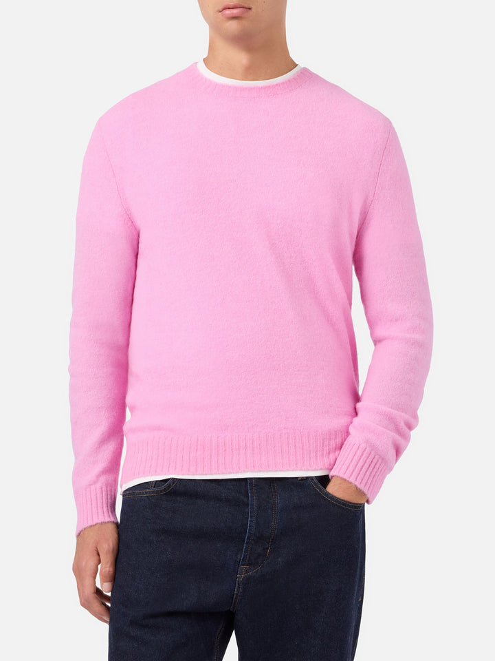 Pull Regent rose en alpaga stretch avec broderie logo 