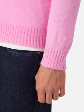 Maglia Regent in alpaca stretch rosa con ricamo logo