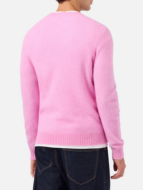 Maglia Regent in alpaca stretch rosa con ricamo logo