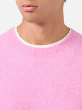 Maglia Regent in alpaca stretch rosa con ricamo logo