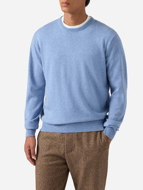 Maglione Regent in lana e cashmere azzurro polvere