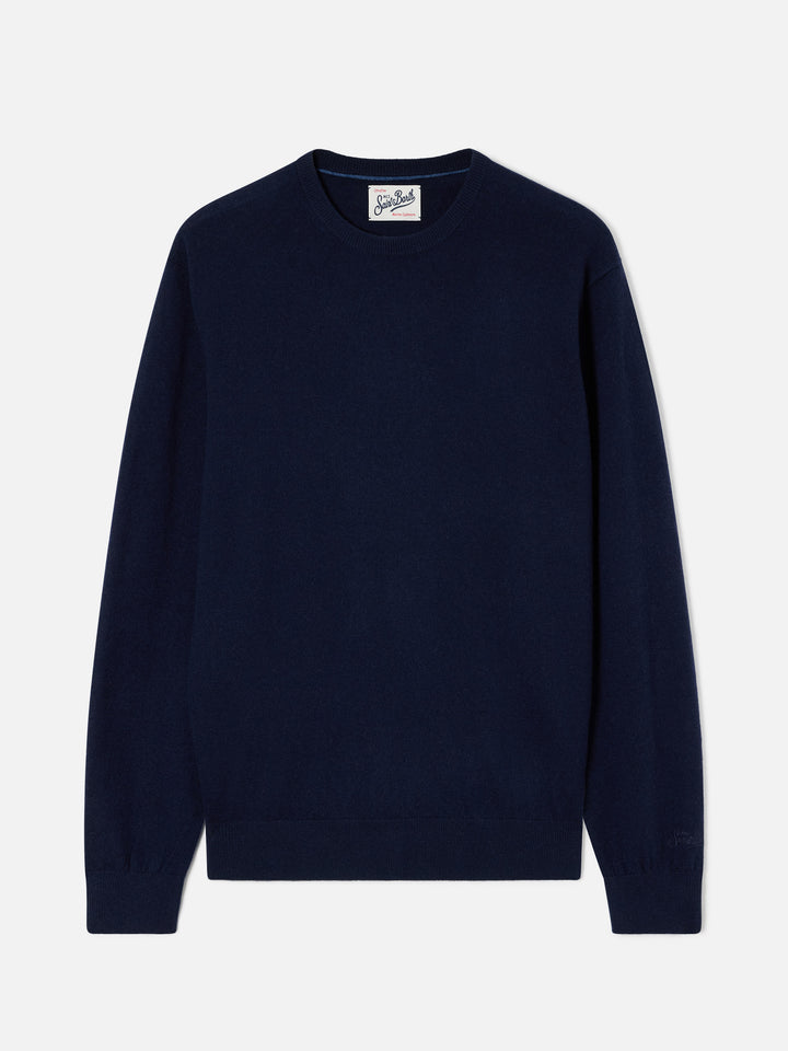 Maglia girocollo Regent blu navy in misto lana merino e cashmere