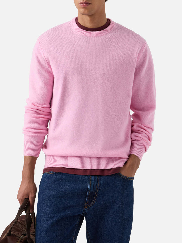 Pink Regent Rundhalspullover aus Lammwolle 