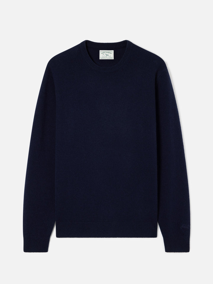 Pull col rond Regent en laine d’agneau Navy blue 