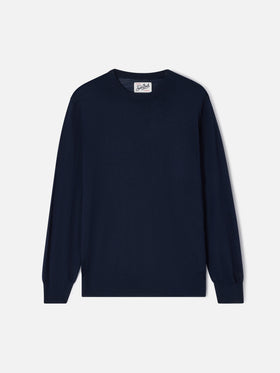 Girocollo Regent in Merino blu navy