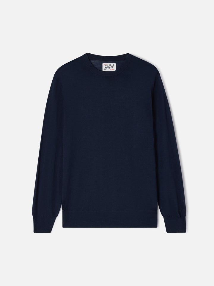 Jersey de cuello redondo Regent en azul marino blue Merino 