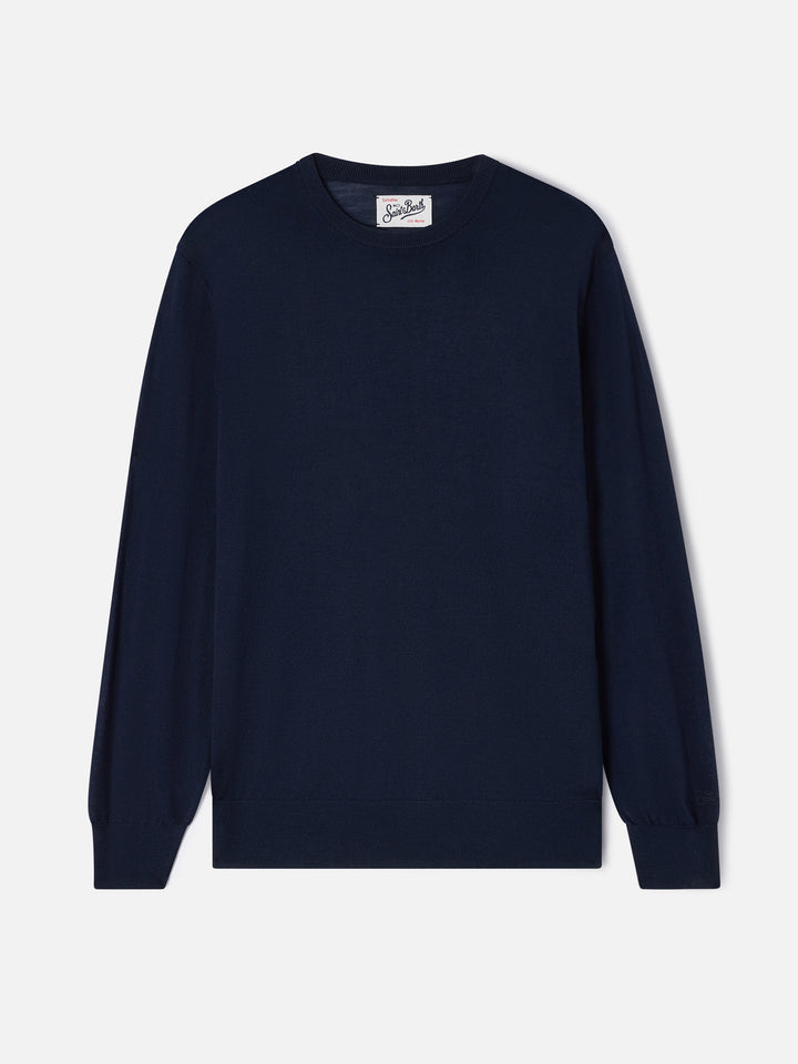 Jersey de cuello redondo Regent en azul marino blue Merino 