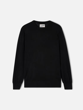Crewneck Regent in black Merino