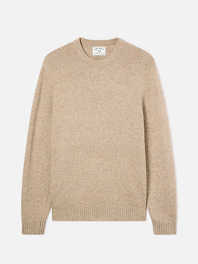 Khaki Regent wool blend Donegal knit crewneck