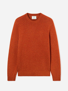 Orange Regent wool blend Donegal knit crewneck