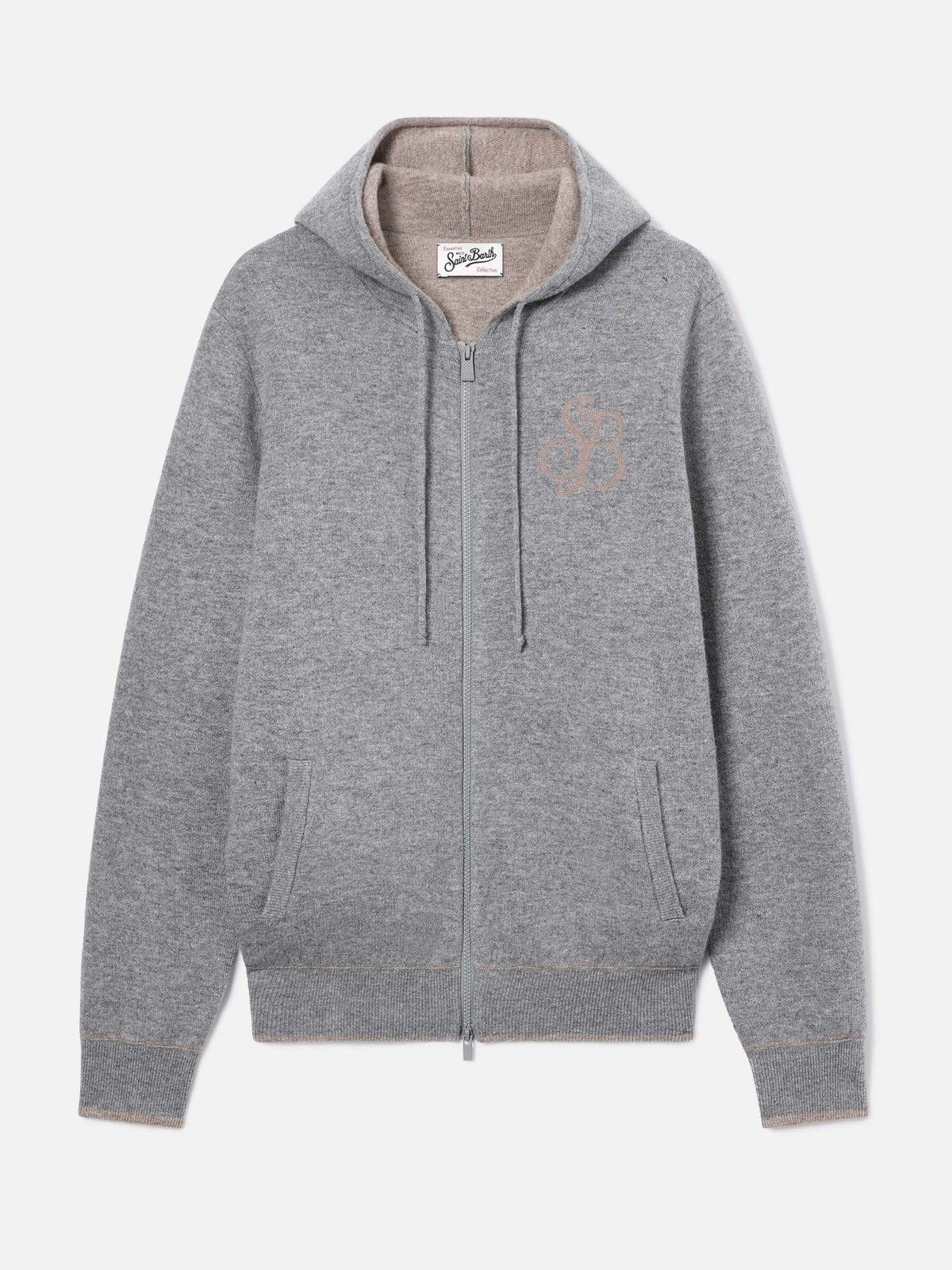 Punto con capucha en lana Grey Ridge con monograma SB Legacy 
