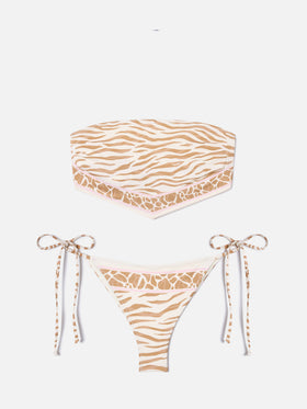 Bikini Rio Marielle con stampa animalier beige