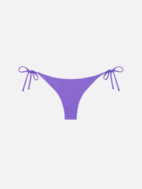 Shiny purple cheeky swim briefs