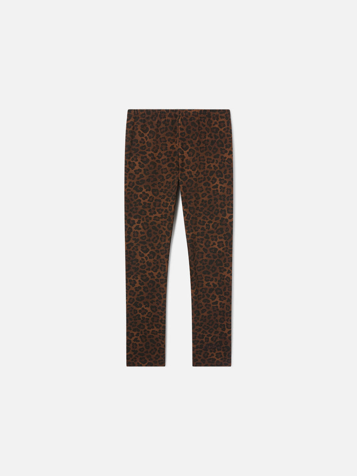 Legging Rosy en coton marron avec imprimé léopard 