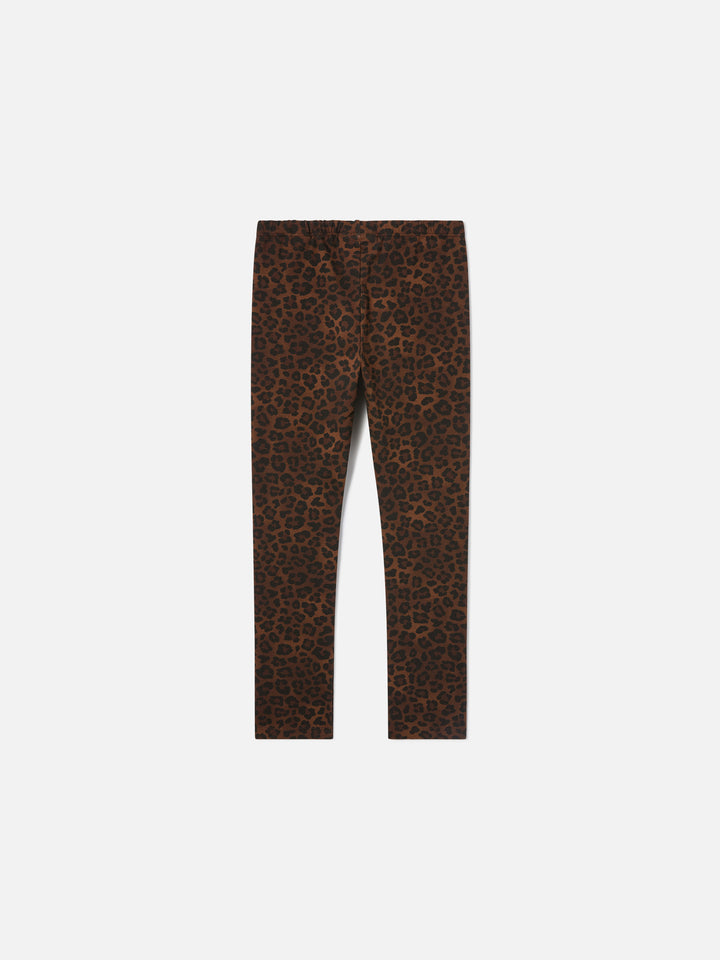 Legging Rosy en coton marron avec imprimé léopard 