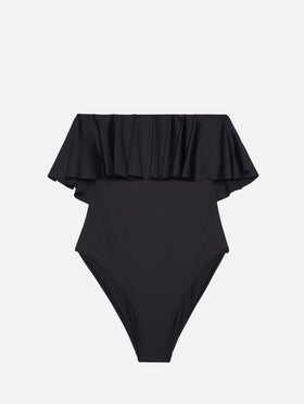 Costume intero nero Roxy con volant