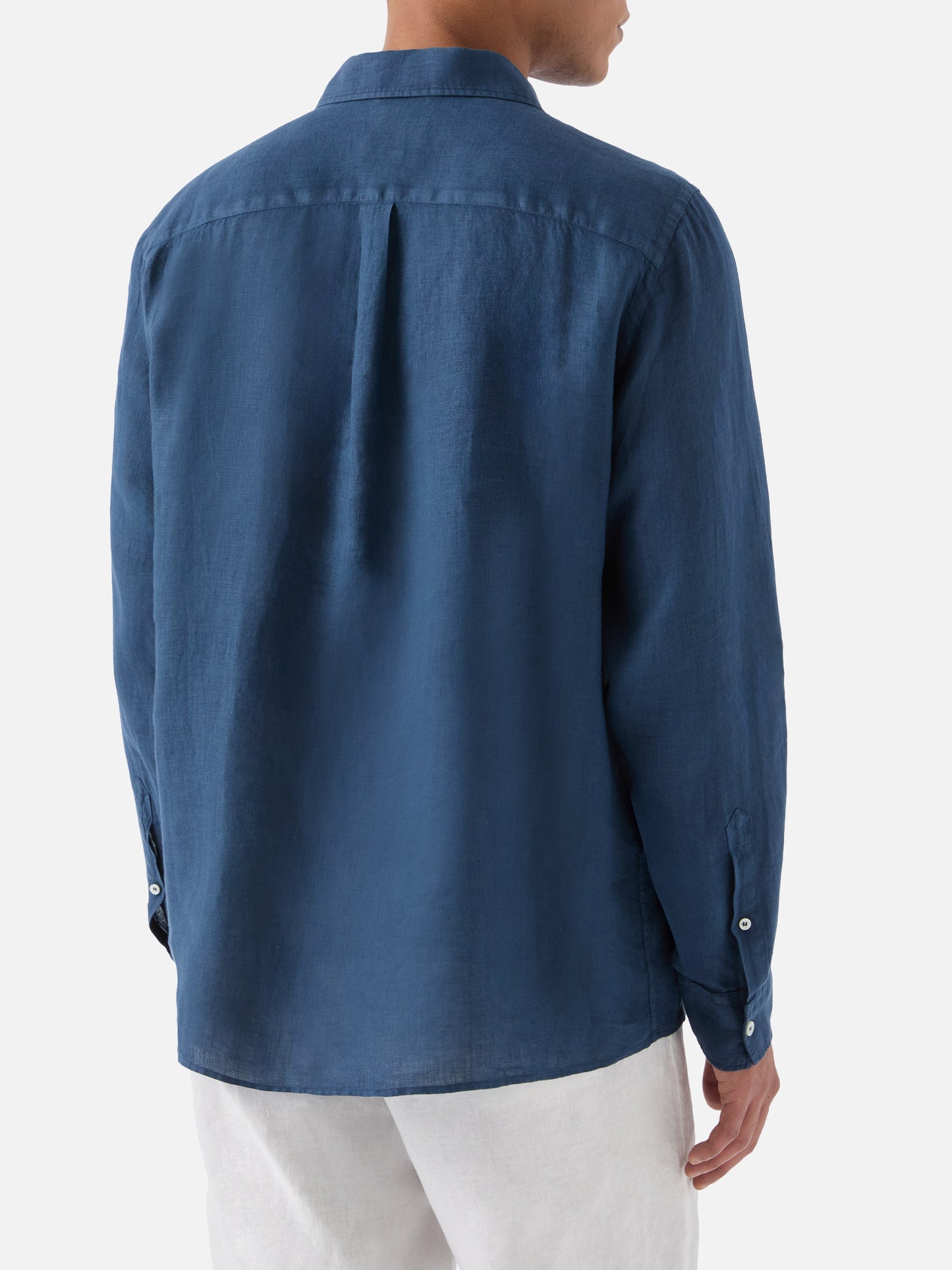 Long-sleeve Raphael linen polo navy blue