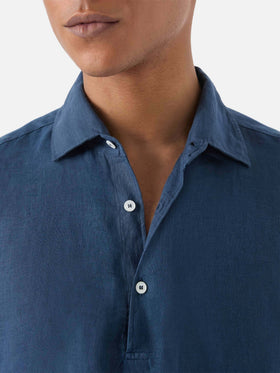 Polo Raphael en lin bleu marine 